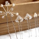 Handmade Swarovski Hair Pins - Pearl Cluster U Pin - Crystal Flower Leaf HS017