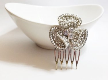 Wedding Orchid Hair Comb - Faux Pearl Flower - Gift Under 20 CB001