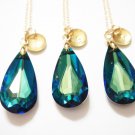 Large Swarovski Teardrop Crystal 14k Gold Filled Necklace - Personalize Monogram