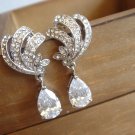 Vintage Swarovski Bridal Cubic Zirconia Earrings - Angel Scrolls Teardrop E036