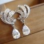 Vintage Swarovski Bridal Cubic Zirconia Earrings - Angel Scrolls Teardrop E036