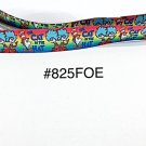 5 yard - 5/8" Cat In The Hat with Thing 1 and 2 on Ombre Fold Over Elastic FOE Craft Supply