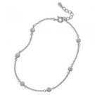 NICE 9"+1" Extension Rhodium Plated 6 Bezel Set CZ Anklet - MSRP $59.00