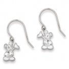 14k White Gold Disney Waving Mickey Dangle Wire Earrings Style: WD106W