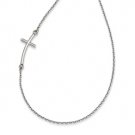 14k White Gold Large Sideways Curved Cross Necklace Style: SF2083-19