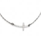 Sterling Silver Large Sideways Curved Cross Necklace Style: QG3464-18