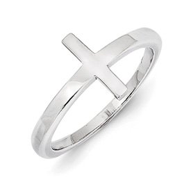 Sterling Silver Sideways Cross Ring Style: QR5883
