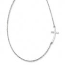Sterling Silver Large Sideways Curved Cross Necklace Style: QG3466