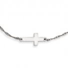 Sterling Silver Small Sideways Cross Necklace Style: QG3469