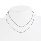 Stainless Steel Double Sideways Crosses Layered Necklace Style: SRN1205