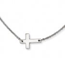 Stainless Steel Polished Sideways Cross Necklace Style: SRN1209