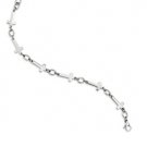 Stainless Steel Polished Sideways Cross 8in Bracelet Style: SRB1129-8