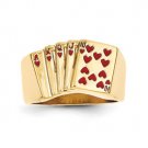14k Enameled Royal Flush in Hearts Mens Ring Style: Y1569