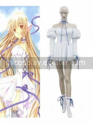 Chii White Pompon Dress Cosplay Costume from Chobits