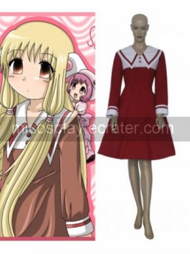 Red and White Chii Dress Cosplay Costume from Chobits