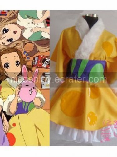 K-ON Tainaka Ritsu Lovely Light Yellow Kimono Cosplay Costume