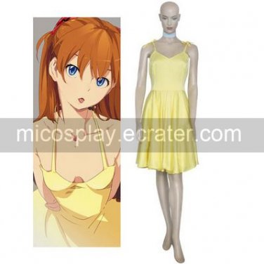 Neon Genesis Evangelion Asuka Yellow Dress Halloween Cosplay Costume