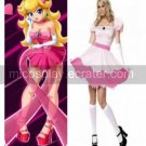 Super Mario Bros Princess Peach Short Dress Game Cosplay Costume