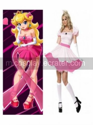 Super Mario Bros Princess Peach Short Dress Game Cosplay Costume