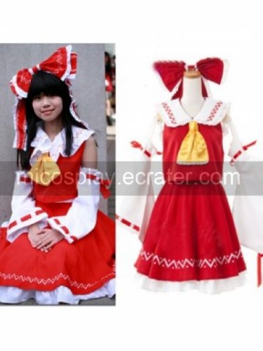 Hakurei Reimu White and Red Cosplay Costume from TouhouProject