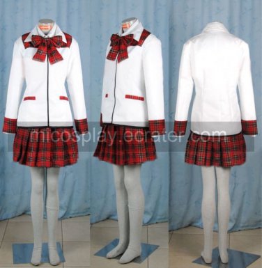 White and red School Uniform Cosplay girl Costume