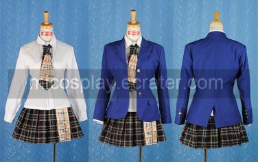 Blue and check skirt School Uniform Cosplay girl Costume