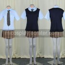 Short Sleeves light blue and black School Uniform Cosplay Costume