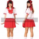 Short Sleeves Akiha Red School Uniform Cosplay Costume