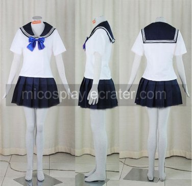 Blue short Sleeves Ethel School Uniform Cosplay Costume