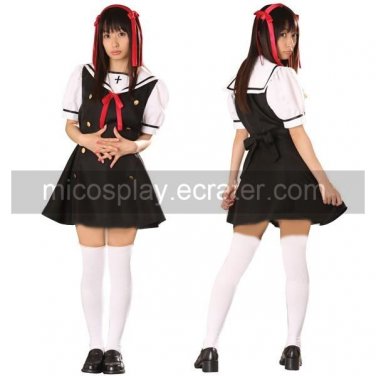 Black Short Sleeves Murasaki School Uniform costume