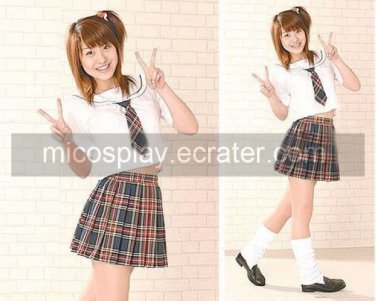 Short Sleeves Plaid School Uniform Cosplay Costume