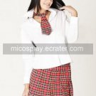 White And red Plaid Cora School Uniform costume