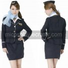 Airhostess Uniform Black Cosplay Costume1