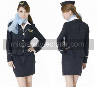 Airhostess Uniform Black Cosplay Costume1