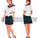 Airhostess Short Sleeves  Uniform blue Cosplay Costume4