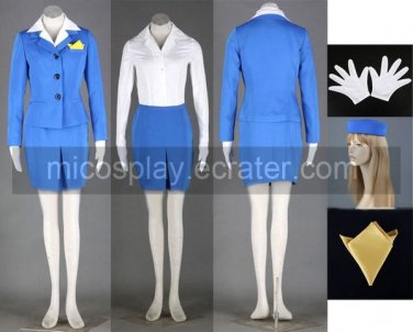 Airhostess Uniform Blue  Cosplay Costume