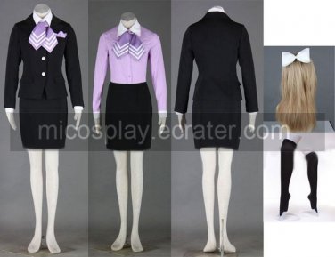 Airhostess Uniform Black Purple costuem