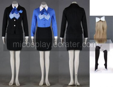 Airhostess Uniform Black Blue Cosplay Costume