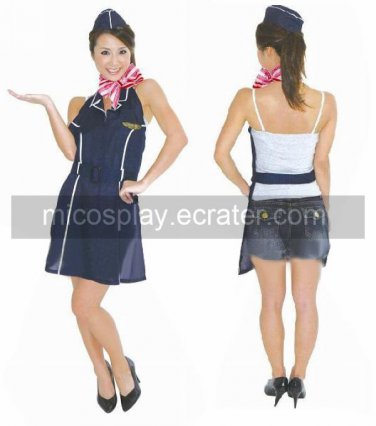 Airhostess Apron  Uniform black Cosplay Costume