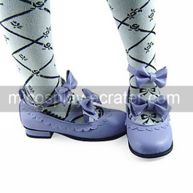 Handmade Purple PU Leather 2.5cm Flat Country Lolita Shoes
