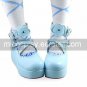 Handmade Blue PU Leather 7cm Wedge Sweet Lolita Shoes