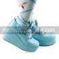 Handmade Blue PU Leather 7cm Wedge Sweet Lolita Shoes