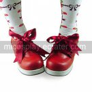 Handmade Red PU Leather 5cm Wedge Sweet Lolita Shoes