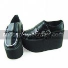 Handmade Black PU Leather 11cm Platform Punk Lolita Shoes