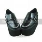 Handmade Black PU Leather 11cm Platform Punk Lolita Shoes