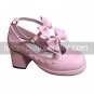 Handmade Pink PU Leather 6.3cm High Heel Sweet Lolita Shoes