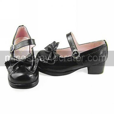 Handmade Black PU Leather 4.5cm High Heel Classic Lolita Shoes