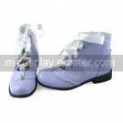 Handmade Purple PU Leather 2.5cm Flat Sweet Lolita Shoes with Ribbon
