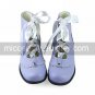 Handmade Purple PU Leather 2.5cm Flat Sweet Lolita Shoes with Ribbon