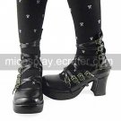 Handmade Black PU Leather 7.5cm High Heel Punk Lolita Shoes
